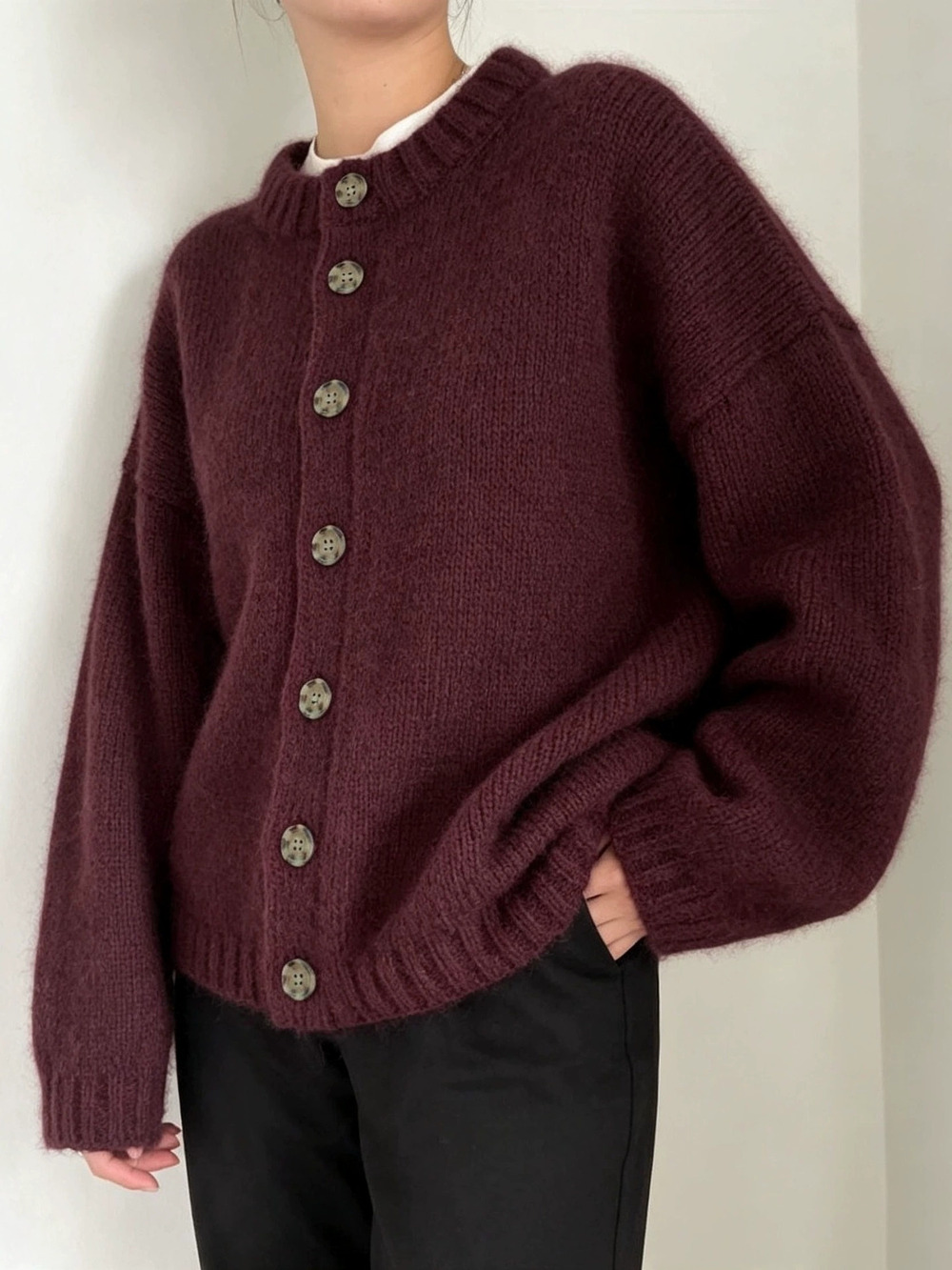 ZARA Cozy Solid Plush Knit Cardigan Hazy Matte Texture Fall Winter